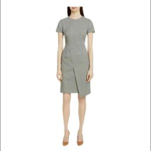 BOSS Hugo Boss Dureta Sheath Dress Mini-Houndstooth Green Brown Cream Size 6